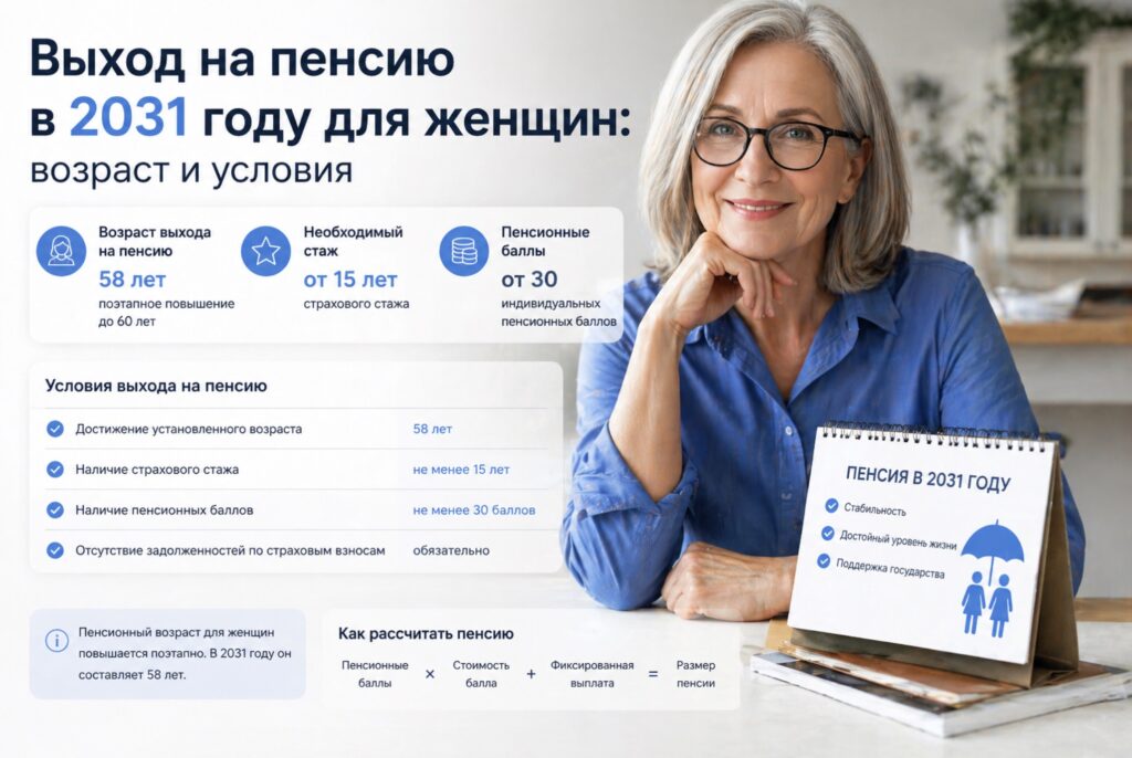 Выход на пенсию в 2031 году для женщин